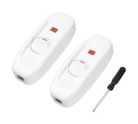 sourcing map 2 Pcs Inline Cord Switch, 250V 10A On Off Switch with Lights and Screwdriver Replacement Repair Control Button ON OFF for Lamp Bed LED Lights, White
