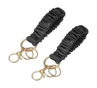 sourcing map 2 Pcs Keychain Wristlet, Stretchy Lanyard Bracelet Scrunchie Keychain, Elastic Wristlet Car Key Chain with Detachable Rings and Buckles Anti-Loss Phone Chain for Women, Black