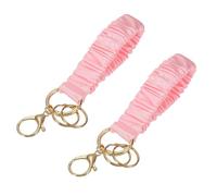 sourcing map 2 Pcs Keychain Wristlet, Stretchy Lanyard Bracelet Scrunchie Keychain, Elastic Wristlet Car Key Chain with Detachable Rings and Buckles Anti-Loss Phone Chain for Women, Pink