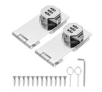 sourcing map 2 Pcs Keyless Cabinet Lock with Combination Code - 4 Inch Password Hasp Latch Lock Mechanical Password Rotary Hasp, for Office Filing Cabinets Drawer Closet Cupboard, Silver