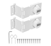 sourcing map 2 Pcs Keyless Cabinet Lock with Combination Code - Three-Section Password Hasp Latch Lock Mechanical Password Rotary Hasp, for Office Filing Cabinets Drawer Closet Cupboard, White