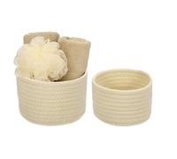 sourcing map 2 Pcs Khaki Small Cotton Rope Woven Storage Basket, Cute Mini Tiny Round Organization Storage Bins Shelf Closet for Nursery Living Room Bedroom Shelf, Empty Gift Baskets(2 Sizes)