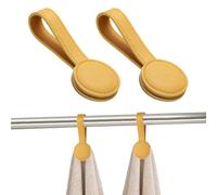 sourcing map 2 Pcs Kitchen Magnetic Towel Clips, Leather Towel Holder Clip Multi-Purpose Hand Hooks Kitchen Accessories for Oven Handles Bars Racks, Yellow