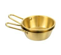 sourcing map 2 Pcs Korean Traditional Wine Bowls, 4.13 Inch 304 Stainless Steel Raw Rice Wine Cup Sauce Bowls with Handle for Hiking Camping Soup Dish, Gold