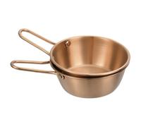 sourcing map 2 Pcs Korean Traditional Wine Bowls, 4.72 Inch 304 Stainless Steel Raw Rice Wine Cup Sauce Bowls with Handle for Hiking Camping Soup Dish, Rose Gold