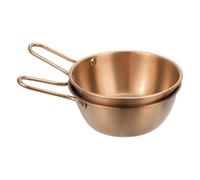 sourcing map 2 Pcs Korean Traditional Wine Bowls, 5.63 Inch 304 Stainless Steel Raw Rice Wine Cup Sauce Bowls with Handle for Hiking Camping Soup Dish, Rose Gold