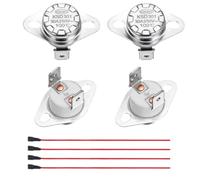sourcing map 2 Pcs KSD301 Thermostat 100°C/212°F 30A Normally Closed N.C Adjust Snap Disc Temperature Switch with Terminal Wire for Microwaves,Oven,Coffee Maker,Ceramic Material