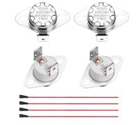 sourcing map 2 Pcs KSD301 Thermostat 110°C/230°F 30A Normally Closed N.C Adjust Snap Disc Temperature Switch with Terminal Wire for Microwaves,Oven,Coffee Maker,Ceramic Material