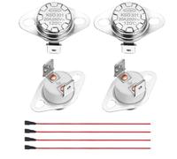 sourcing map 2 Pcs KSD301 Thermostat 120°C/248°F 20A Normally Closed N.C Adjust Snap Disc Temperature Switch with Terminal Wire for Microwaves,Oven,Coffee Maker,Ceramic Material