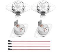 sourcing map 2 Pcs KSD301 Thermostat 130°C/266°F 20A Normally Closed N.C Adjust Snap Disc Temperature Switch with Terminal Wire for Microwaves,Oven,Coffee Maker,Ceramic Material