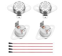 sourcing map 2 Pcs KSD301 Thermostat 150°C/302°F 20A Normally Closed N.C Adjust Snap Disc Temperature Switch with Terminal Wire for Microwaves,Oven,Coffee Maker,Ceramic Material