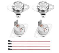 sourcing map 2 Pcs KSD301 Thermostat 150°C/302°F 25A Normally Closed N.C Adjust Snap Disc Temperature Switch with Terminal Wire for Microwaves,Oven,Coffee Maker,Ceramic Material