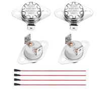 sourcing map 2 Pcs KSD301 Thermostat 160°C/320°F 20A Normally Closed N.C Adjust Snap Disc Temperature Switch with Terminal Wire for Microwaves,Oven,Coffee Maker,Ceramic Material