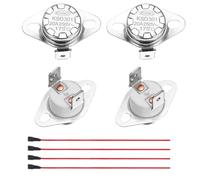 sourcing map 2 Pcs KSD301 Thermostat 175°C/347°F 20A Normally Closed N.C Adjust Snap Disc Temperature Switch with Terminal Wire for Microwaves,Oven,Coffee Maker,Ceramic Material