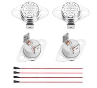 sourcing map 2 Pcs KSD301 Thermostat 200°C/392°F 20A Normally Closed N.C Adjust Snap Disc Temperature Switch with Terminal Wire for Microwaves,Oven,Coffee Maker,Ceramic Material