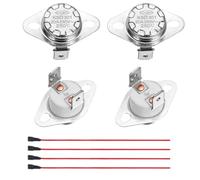 sourcing map 2 Pcs KSD301 Thermostat 250°C/482°F 20A Normally Closed N.C Adjust Snap Disc Temperature Switch with Terminal Wire for Microwaves,Oven,Coffee Maker,Ceramic Material