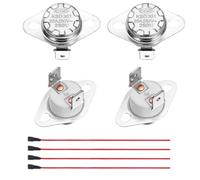 sourcing map 2 Pcs KSD301 Thermostat 250°C/482°F 25A Normally Closed N.C Adjust Snap Disc Temperature Switch with Terminal Wire for Microwaves,Oven,Coffee Maker,Ceramic Material