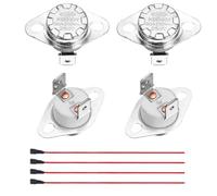sourcing map 2 Pcs KSD301 Thermostat 250°C/482°F 30A Normally Closed N.C Adjust Snap Disc Temperature Switch with Terminal Wire for Microwaves,Oven,Coffee Maker,Ceramic Material