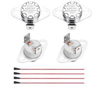 sourcing map 2 Pcs KSD301 Thermostat 70°C/158°F 25A Normally Closed N.C Adjust Snap Disc Temperature Switch with Terminal Wire for Microwaves,Oven,Coffee Maker,Ceramic Material