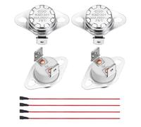 sourcing map 2 Pcs KSD301 Thermostat 75°C/167°F 20A Normally Closed N.C Adjust Snap Disc Temperature Switch with Terminal Wire for Microwaves,Oven,Coffee Maker,Ceramic Material