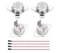 sourcing map 2 Pcs KSD301 Thermostat 85°C/185°F 20A Normally Closed N.C Adjust Snap Disc Temperature Switch with Terminal Wire for Microwaves,Oven,Coffee Maker,Ceramic Material