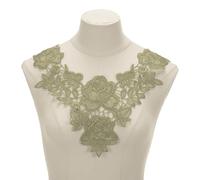 sourcing map 2 Pcs Lace Applique, 12.6" Lace Collar Floral Applique Sew on Embroidery Trim Neckline for Sewing Accessories DIY Craft Fabric Patches Wedding Dress Decoration, Khaki