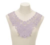 sourcing map 2 Pcs Lace Applique, 14" Lace Collar Floral Applique Sew on Embroidery Trim Neckline for Sewing Accessories DIY Craft Fabric Patches Wedding Dress Decoration, Purple