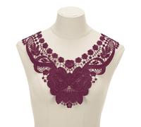 sourcing map 2 Pcs Lace Applique, 14" Lace Collar Floral Applique Sew on Embroidery Trim Neckline for Sewing Accessories DIY Craft Fabric Patches Wedding Dress Decoration, Deep Purple