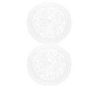 sourcing map 2 Pcs Lace Doilies for Tables, 12 Inch Round Lace Placemats, Handmade Crochet Cotton Lace Coasters for Kitchen Dining Room Wedding, White & Rose
