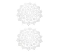 sourcing map 2 Pcs Lace Doilies for Tables, 12 Inch Round Lace Placemats, Handmade Crochet Cotton Lace Coasters for Kitchen Dining Room Wedding, White & Balloon Flower