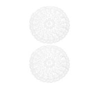 sourcing map 2 Pcs Lace Doilies for Tables, 14 Inch Round Lace Placemats, Handmade Crochet Cotton Lace Coasters for Kitchen Dining Room Wedding, White & Flag