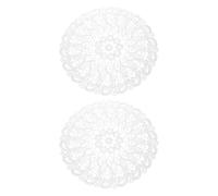 sourcing map 2 Pcs Lace Doilies for Tables, 16 Inch Round Lace Placemats, Handmade Crochet Cotton Lace Coasters for Kitchen Dining Room Wedding, White & Flag