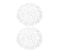 sourcing map 2 Pcs Lace Doilies for Tables, 16 Inch Round Lace Placemats, Handmade Crochet Cotton Lace Coasters for Kitchen Dining Room Wedding, White & Hydrangea