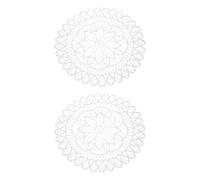 sourcing map 2 Pcs Lace Doilies for Tables, 16 Inch Round Lace Placemats, Handmade Crochet Cotton Lace Coasters for Kitchen Dining Room Wedding, White & Camellia