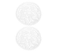sourcing map 2 Pcs Lace Doilies for Tables, 16 Inch Round Lace Placemats, Handmade Crochet Cotton Lace Coasters for Kitchen Dining Room Wedding, White & Peony