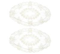 sourcing map 2 Pcs Lace Doilies for Tables, 7 Inch Round Lace Placemats, Handmade Crochet Cotton Lace Coasters for Kitchen Dining Room Wedding, Apricot & Small