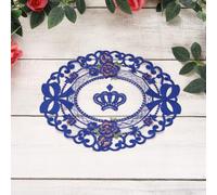 sourcing map 2 Pcs Lace Placemats, 9x12-in Vintage Table Doilies Oval Embroidered Crochet Lace Dolly Cup Mat for Table Vase Home Decor, Sapphire Blue