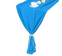 sourcing map 2 Pcs Lake Blue Chiffon Table Runner 10FT 27.5" x 118" Light and Elegant Romantic Sheer Table Decoration for Wedding Party Decoration