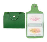 sourcing map 2 Pcs Leather Credit Card Holder Business Cards Organizer Slim ID Card Case Pocket Wallet Protector with 24 Slots for Men and Women, Green