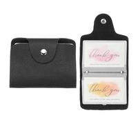 sourcing map 2 Pcs Leather Credit Card Holder Business Cards Organizer Slim ID Card Case Pocket Wallet Protector with 24 Slots for Men and Women, Black