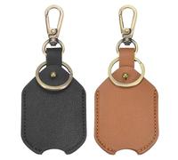 sourcing map 2 Pcs Leather Keys Sleeve (Black and Brown) - Car Key Cover, PU Car Key Protector Keys Loop Replacement with Swivel Lobster Clasp for Men & Women