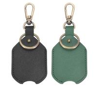sourcing map 2 Pcs Leather Keys Sleeve (Black and Green) - Car Key Cover, PU Car Key Protector Keys Loop Replacement with Swivel Lobster Clasp for Men & Women