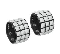 sourcing map 2 Pcs Leather Punk Bracelet 8.7"/22cm Layered Row Square Rivets Goth Spike Studded Bracelet Adjustable Wristband Cuff Bangle for Halloween Emo Grunge Accessories, White(Black)