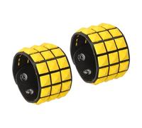 sourcing map 2 Pcs Leather Punk Bracelet 8.7"/22cm Layered Row Square Rivets Goth Spike Studded Bracelet Adjustable Wristband Cuff Bangle for Halloween Emo Grunge Accessories, Yellow(Black)