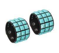 sourcing map 2 Pcs Leather Punk Bracelet 8.7"/22cm Layered Row Square Rivets Goth Spike Studded Bracelet Adjustable Wristband Cuff Bangle for Halloween Emo Grunge Accessories, Light Blue(Black)