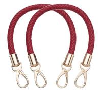 sourcing map 2 Pcs Leather Purse Strap, 15.7 Inch PU Leather Braided Purse Replacement Shoulder Strap for Handbags with Buckle for DIY Handbag Purse Making, Dark Red