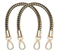 sourcing map 2 Pcs Leather Purse Strap, 15.7 Inch PU Leather Braided Purse Replacement Shoulder Strap for Handbags with Buckle for DIY Handbag Purse Making, Black/Gold