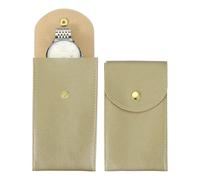 sourcing map 2 Pcs Leather Watch Pouch, 5.1 x 2.8 Inch Portable Travel Case Jewelry Storage Bag for Travel Home, Single Watch Storage Pouch for Men and Women with Snap Button, Gold