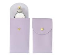 sourcing map 2 Pcs Leather Watch Pouch, 5.1 x 2.8 Inch Portable Travel Case Jewelry Storage Bag for Travel Home, Single Watch Storage Pouch for Men and Women with Snap Button, Purple