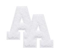 sourcing map 2 Pcs Letter-A Iron-on Patches, Chenille Letters Patches Cute Alphabet Embroidery Applique with Ironed Adhesive for Jackets Clothing Repair Bag Hat DIY Decor, White
